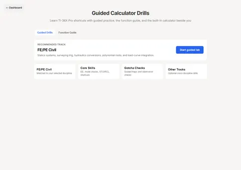 Desktop Guided Calculator Drills screen