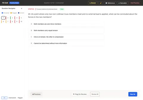 Desktop practice question screen